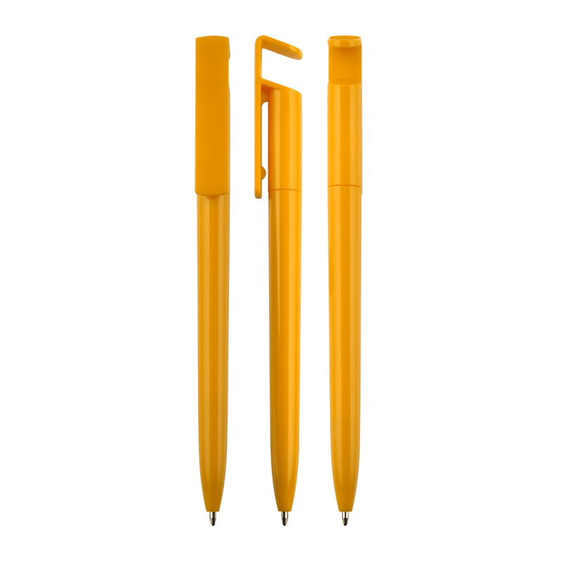  Beyaz Çevirmeli Plastik Tükenmez Kalem Sarı