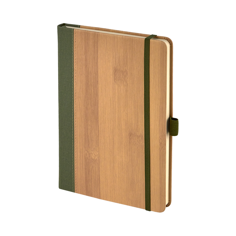  Gri 15 x 21 Termo Deri Bambu Defter Yeşil