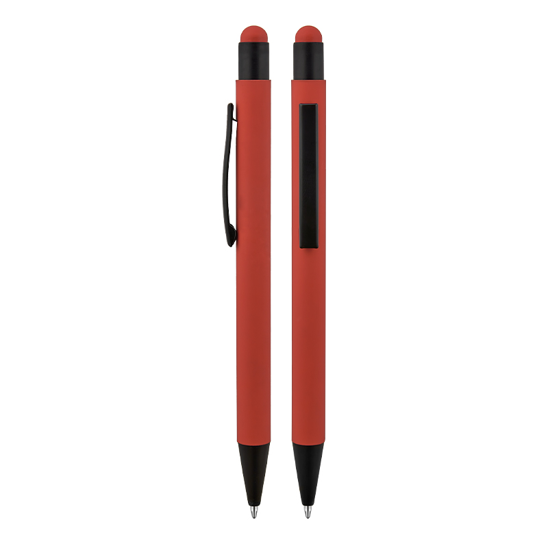  Füme MetaTükenmez Touchpen RubbeGövde Kalem Kırmızı