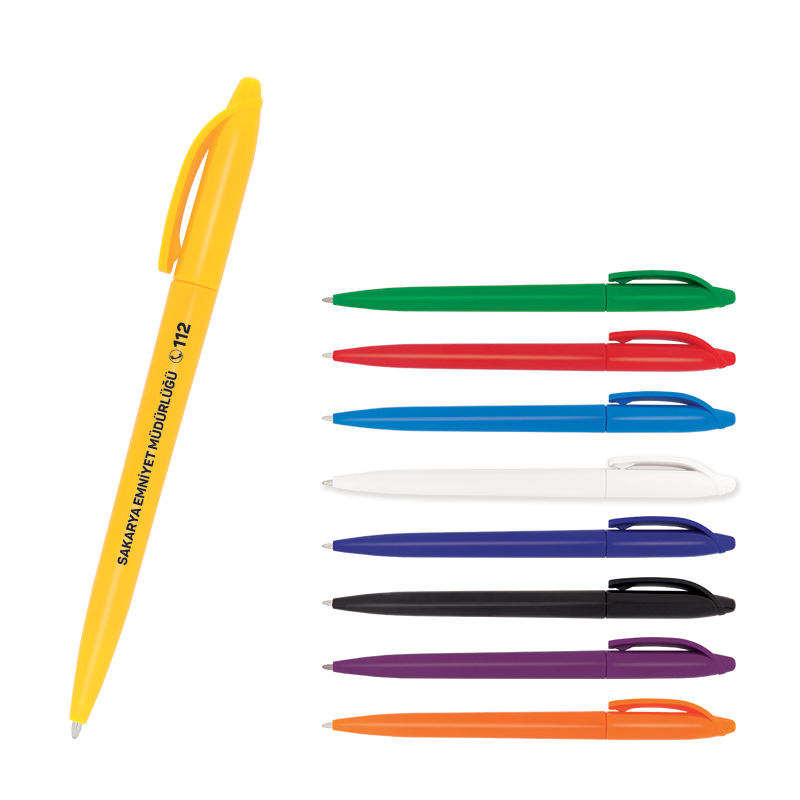  Beyaz Çevirmeli Plastik Tükenmez Kalem