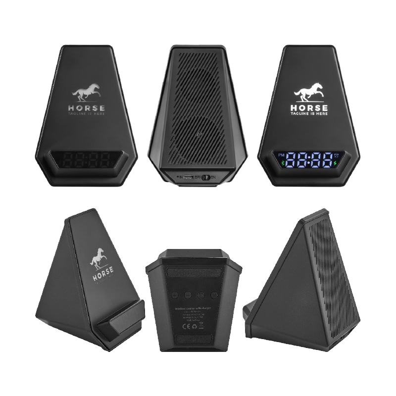  Siyah Wireless Şarj & Hoparlö& DijitaSaat