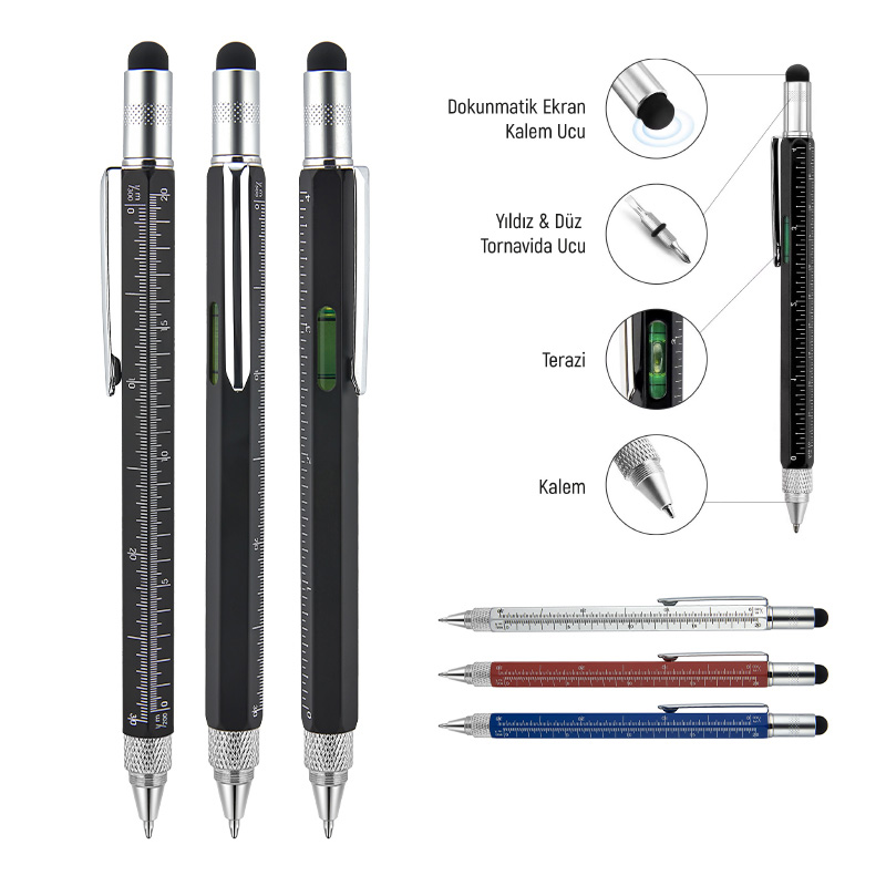  Kırmızı MetaSu Terazili - Tornavidalı Touchpen Kalem