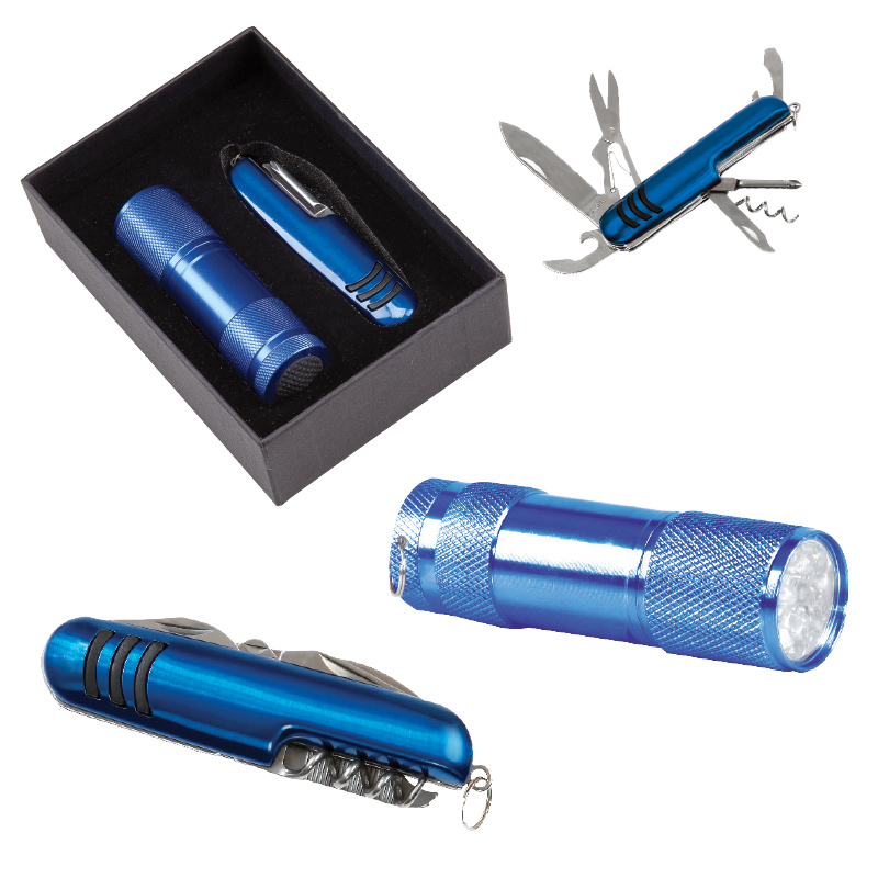  Kırmızı 7 Fonksiyonlu Çakı - Led Elfenerli Set Mavi